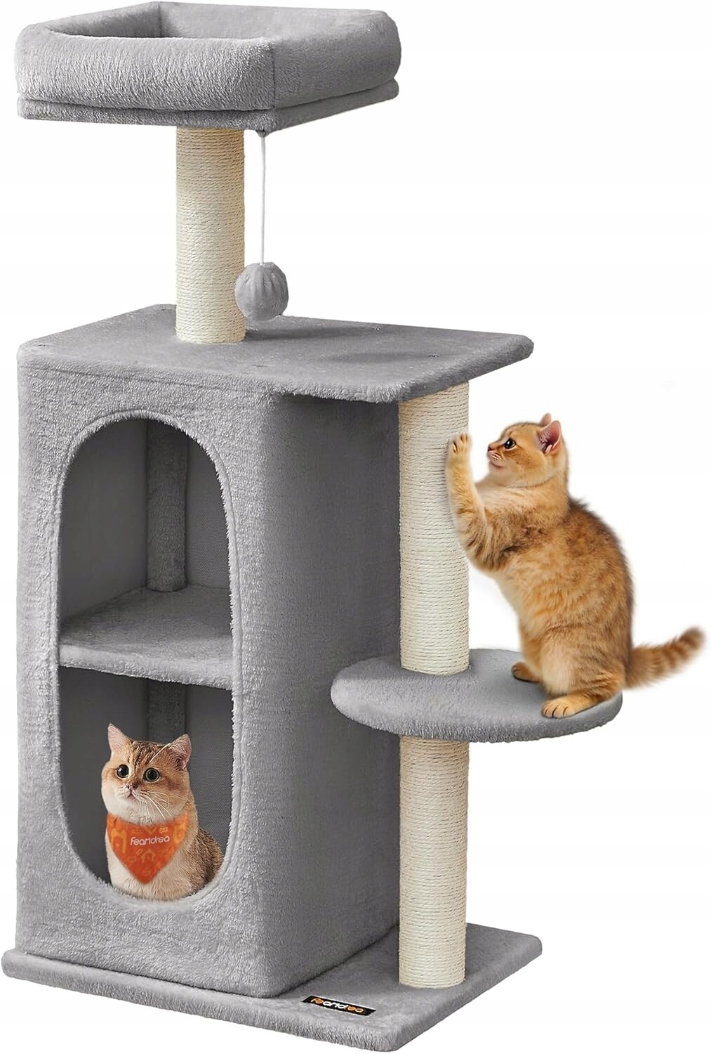 Feandrea Škrabadlo pro kočky PCT005G01 světle šedé 2 jeskyně 101 cm