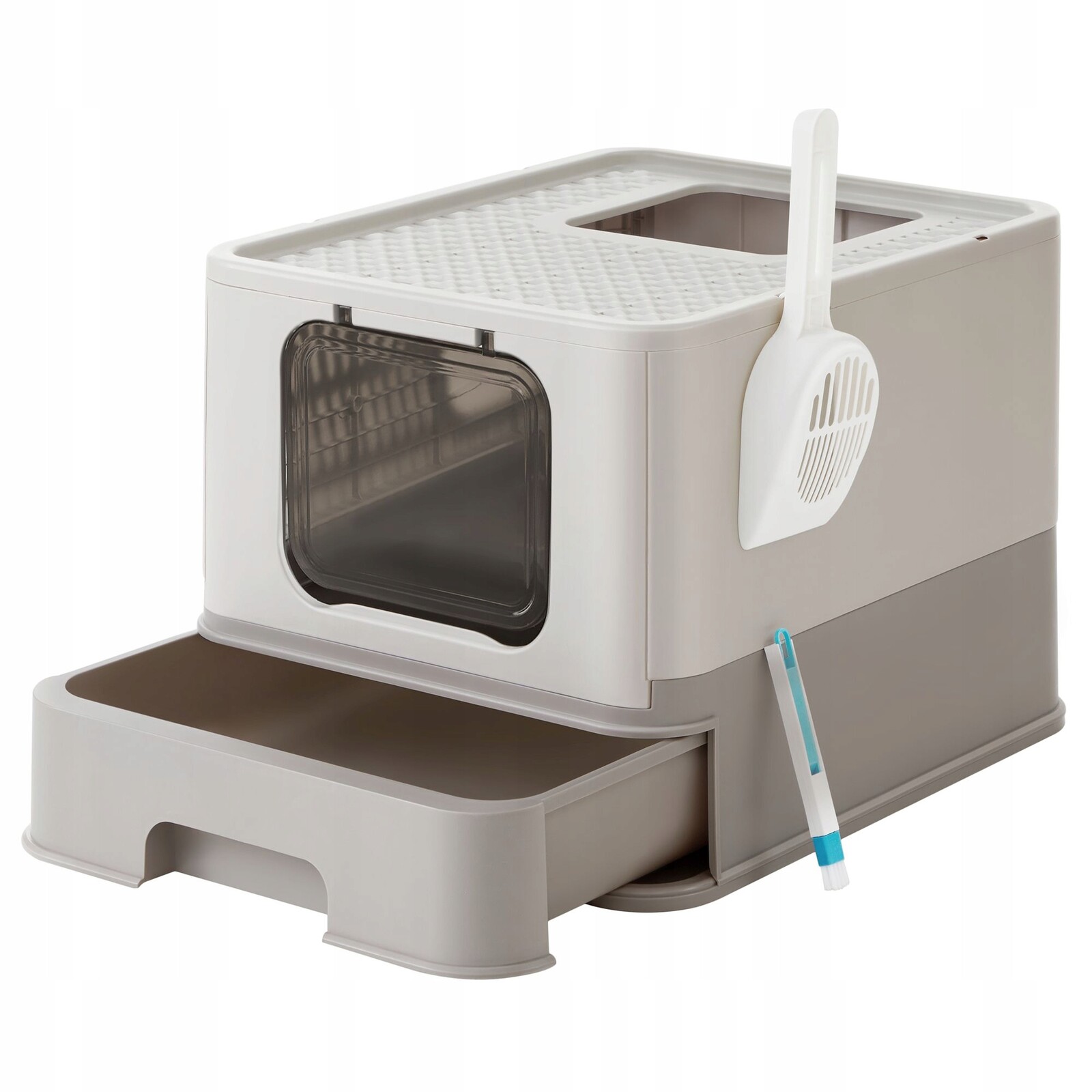 Toaleta Pro Kočky Uzavřená s výsuvným podnosem Lopatka Kartáč Prostorný