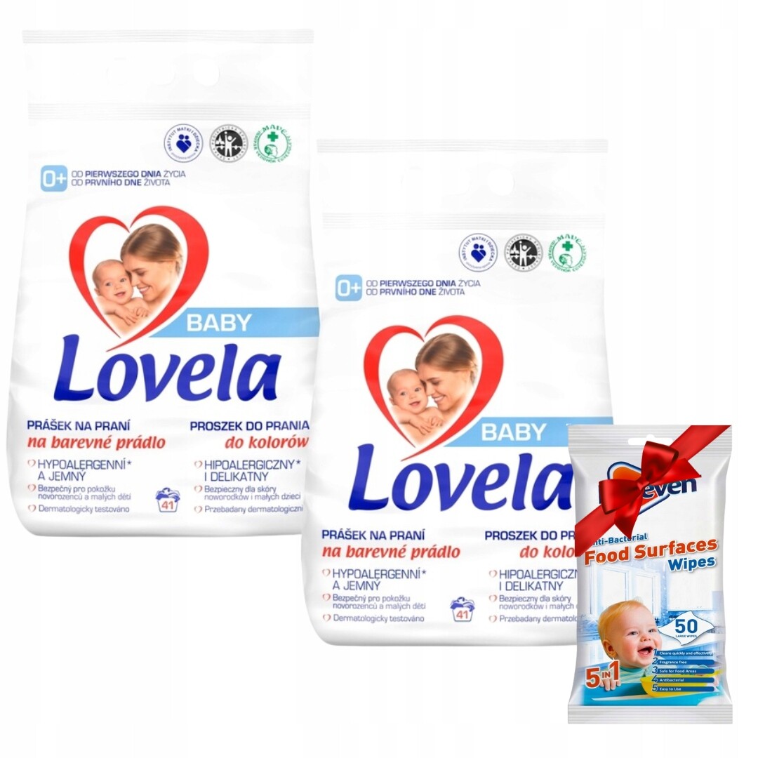 Lovela Baby Hypoalergenní prášek na praní barvy 8,2 kg Dárek