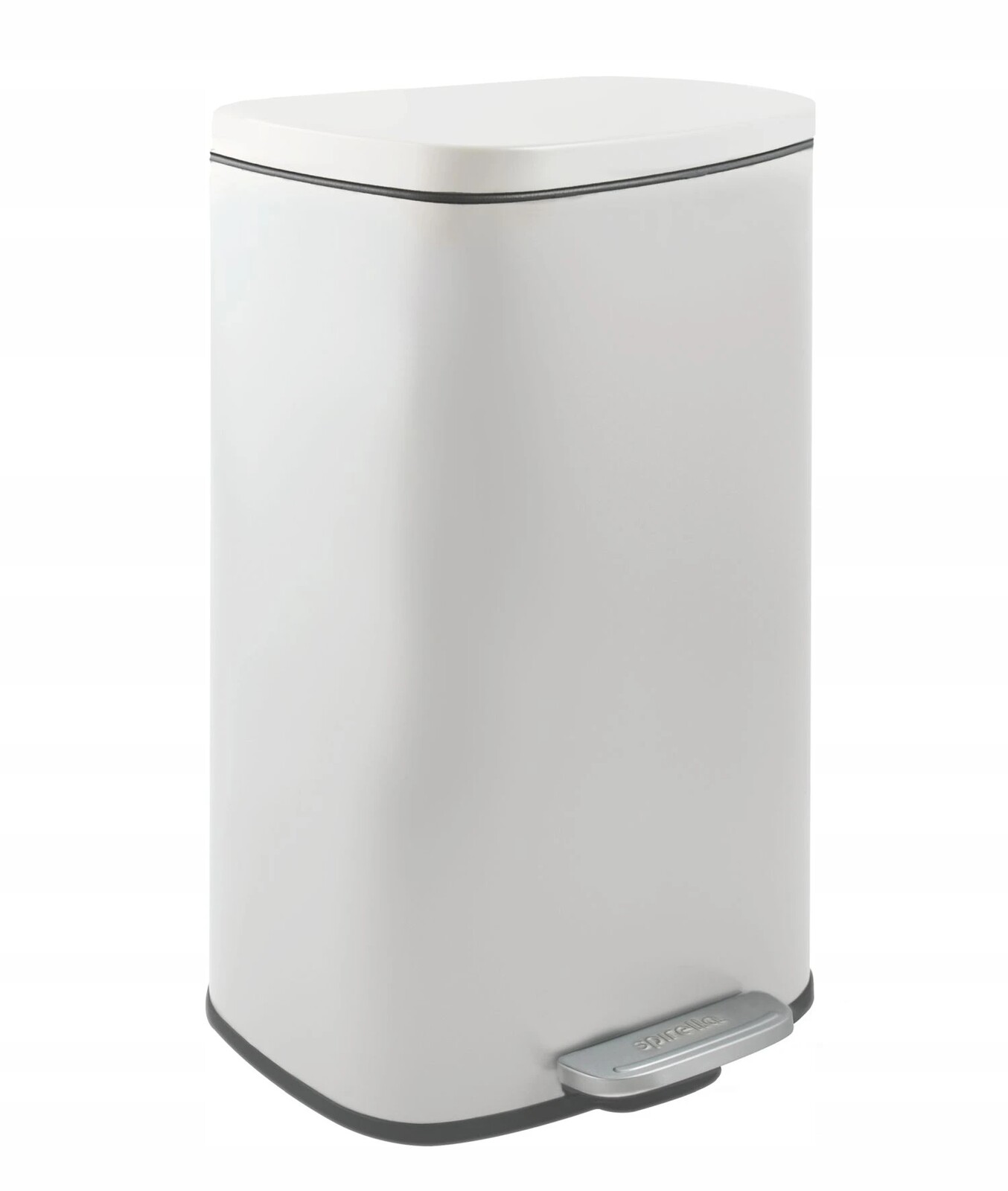 Spirella pedálový odpadkový koš Akira, matná bílá ocel, soft-close, 30 L
