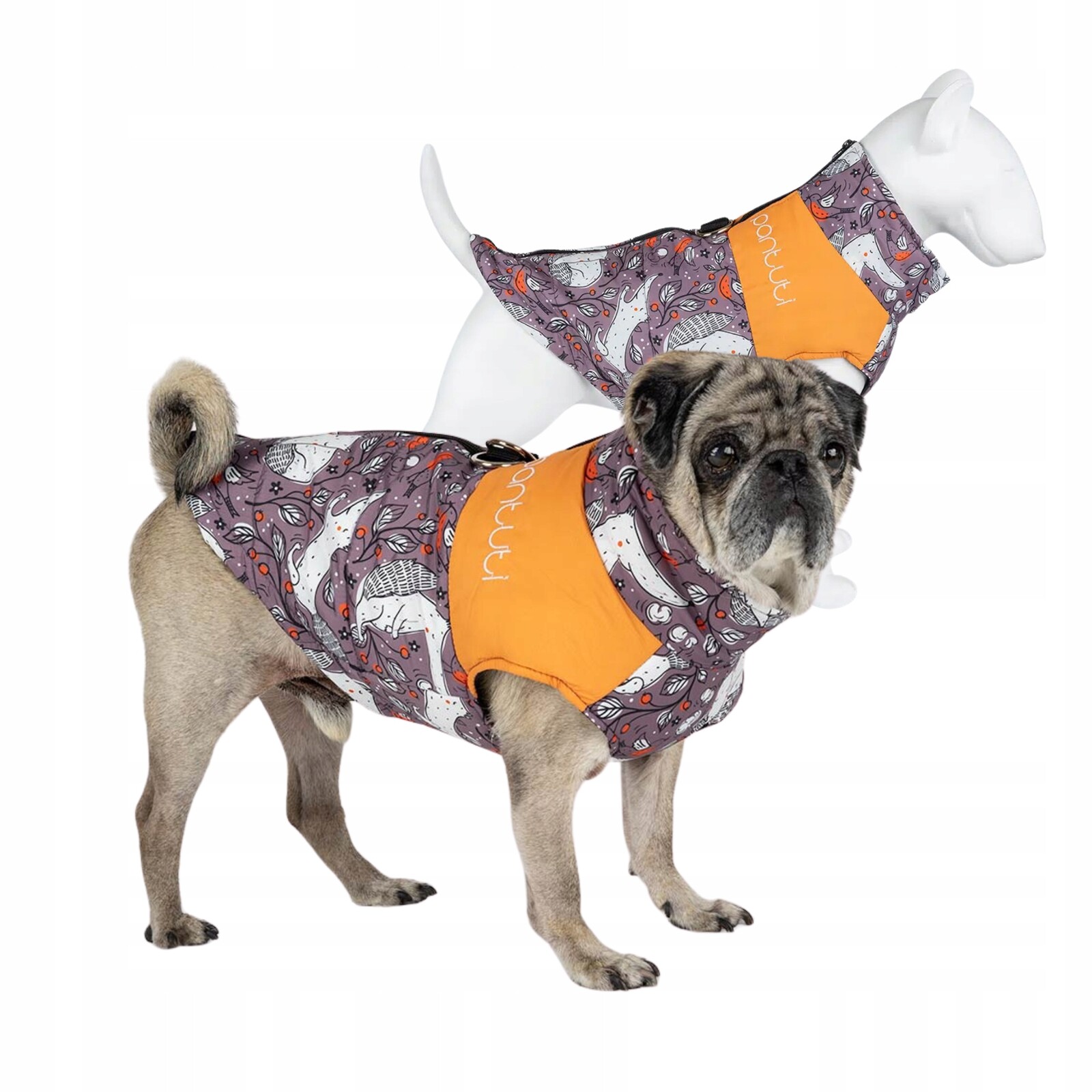 Bunda pro psa se zapínáním na zádech s liškami Zipper Joni 4XL