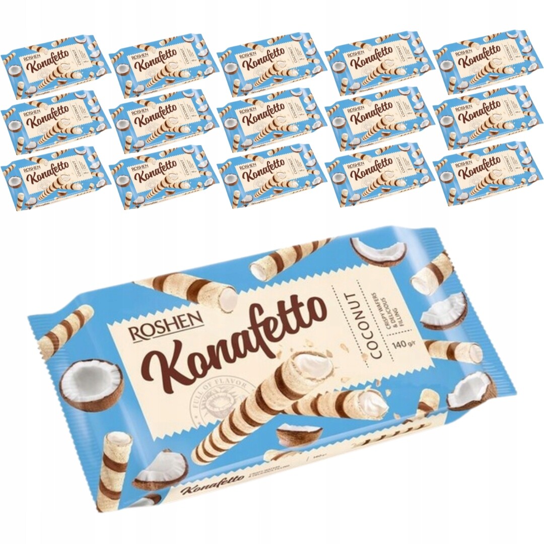 Roshen Konafetto vaflové trubičky s kokosovou příchutí 140 g x 15 kusů