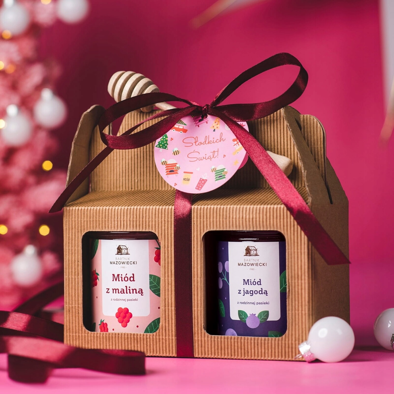 Vánoční sada se dvěma medy 400 g v krabičce Bartnik Mazowiecki