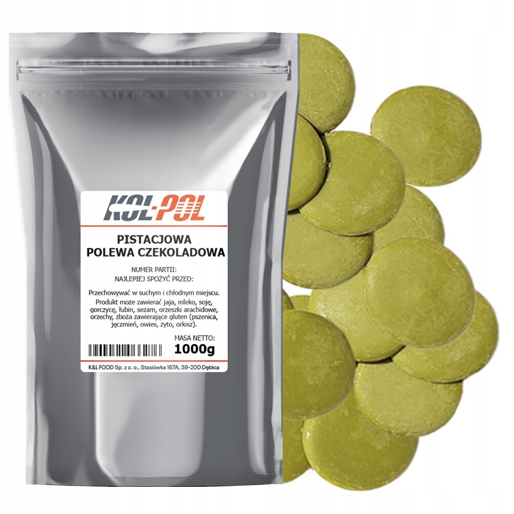 Čokoládová Pistáciová Poleva 1kg Pro rozpouštění kroužků dezert Kol-Pol