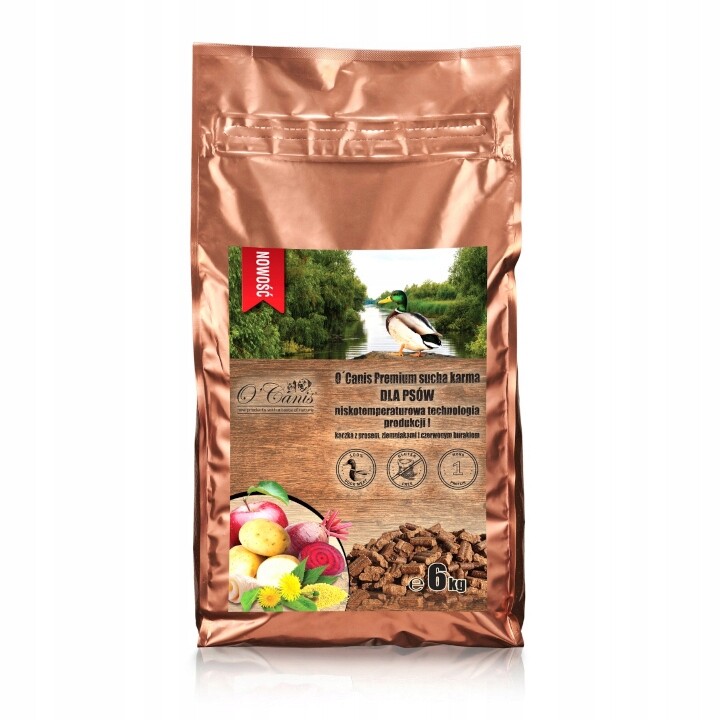 Suché krmivo pro psy O'Canis Premium s kachnou, prosem a bramborami 6 kg