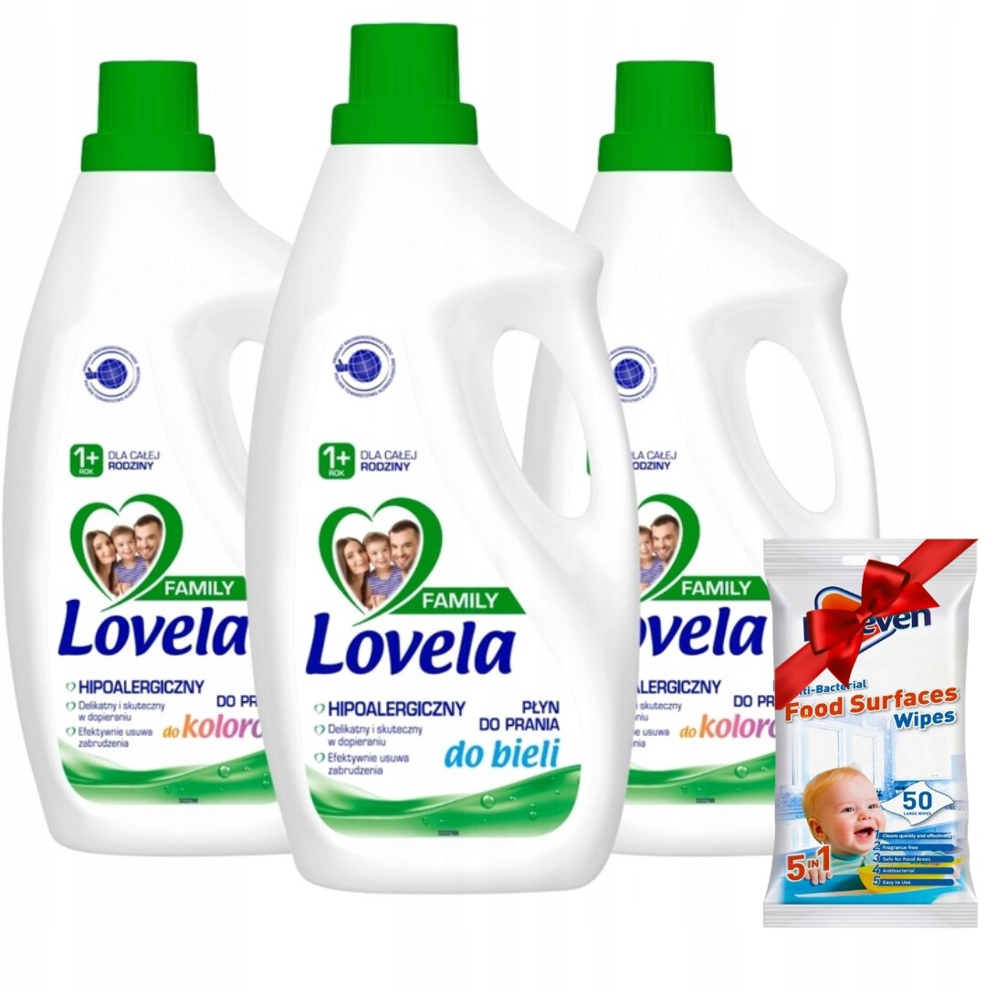 Lovela Family Tekutý prací prostředek na bílé prádlo 1,85 l x 3 Dárek
