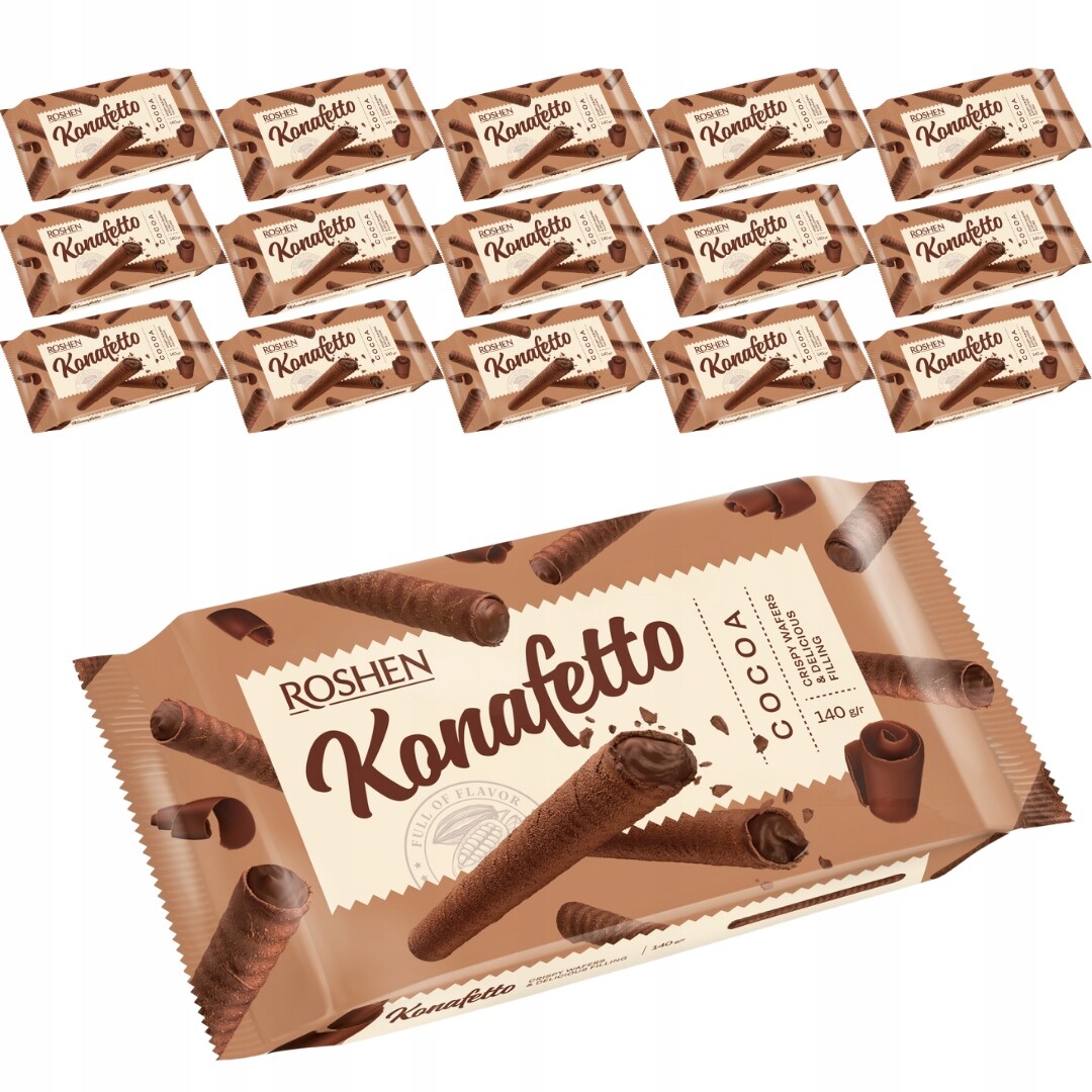 Roshen Konafetto vaflové trubičky s kakaovou náplní 140 g x 15 kusů
