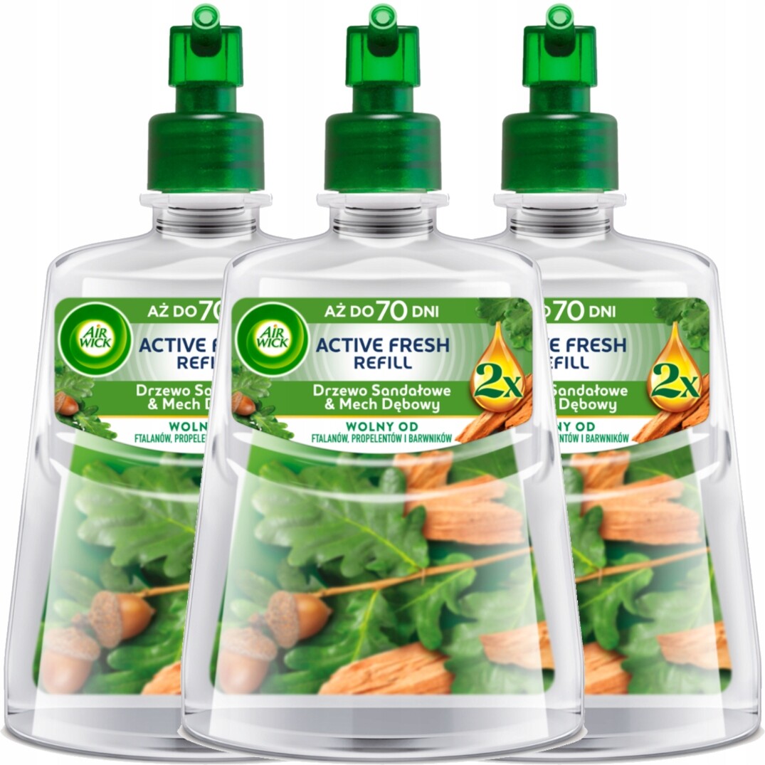 Air Wick Active Fresh refill Sandálové dřevo & dubový mech 228 ml x3