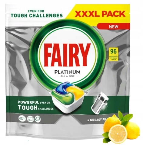Fairy Platinum Kapsle vše v jednom 96 ks Obrovská Čisticí Síla!