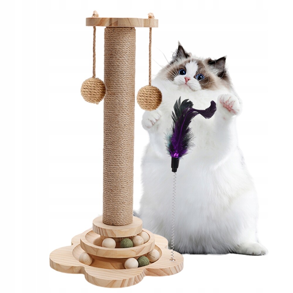 Škrabadlo Pro Kočky Kočky Vysoké Velká Věž Pelíšek Sloupek 4+2 Míče 45 CM
