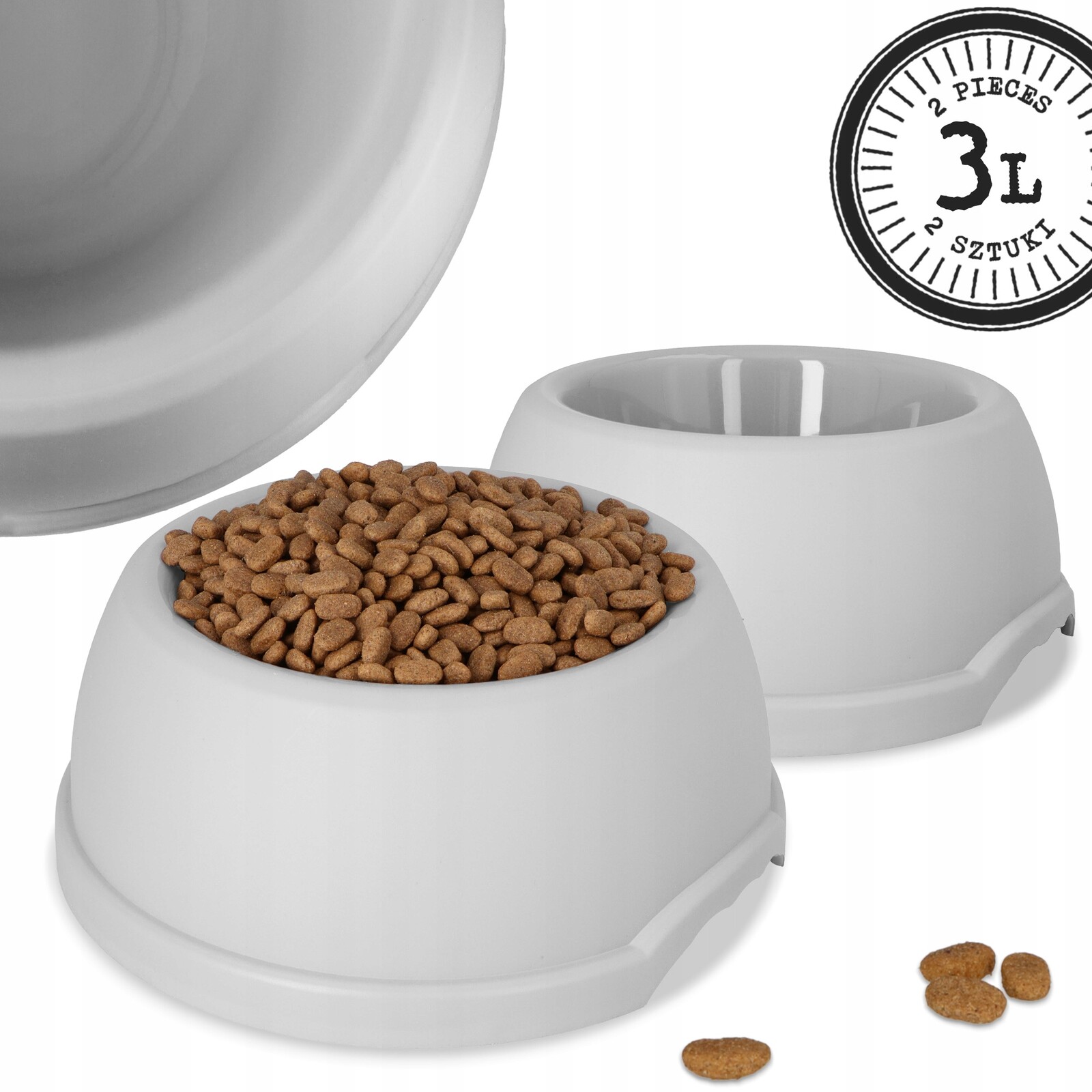 2x Velká Miska Pro Psa 3L Plastová Odolná Vůči Vodě Protiskluzová Krmivo F8-P