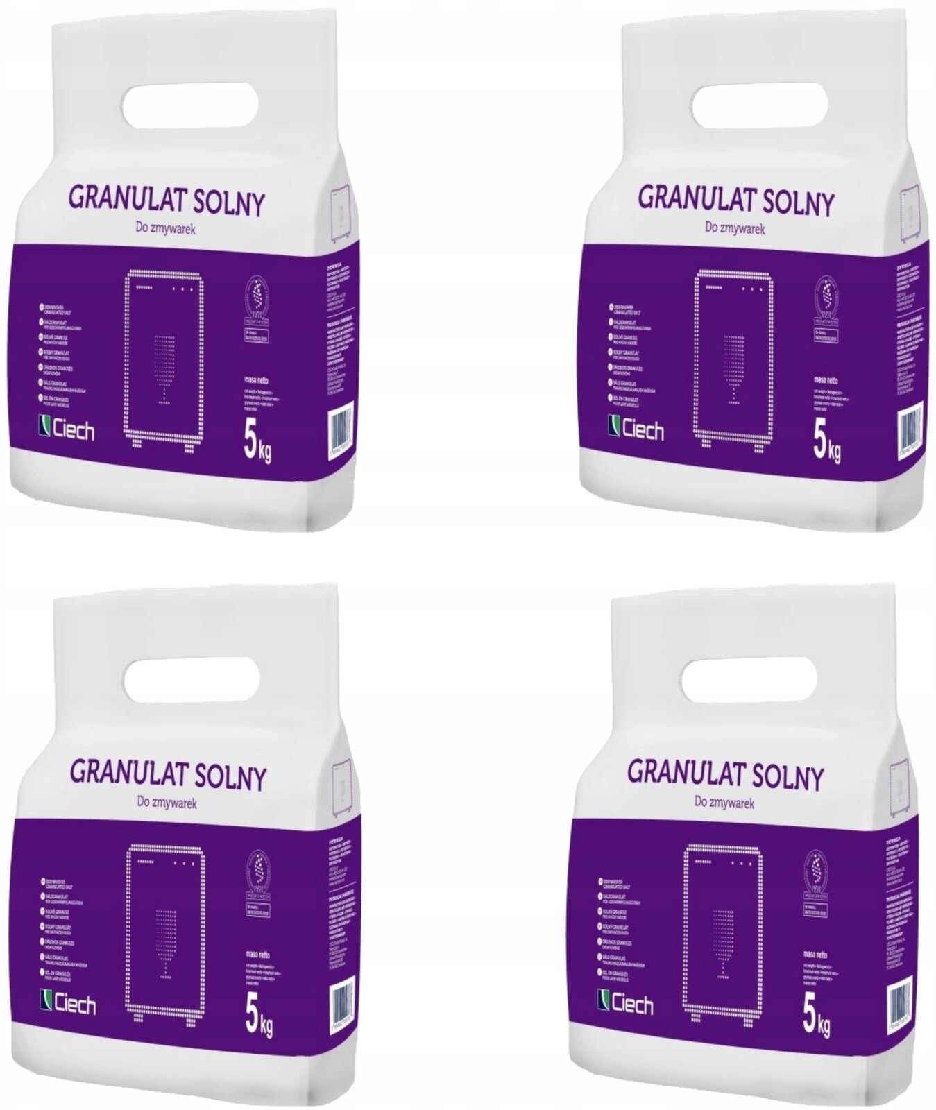 2 x Sůl Do Myčky Nádobí Grubozrnná 4 Balení 20 Kg Granulát Sůl