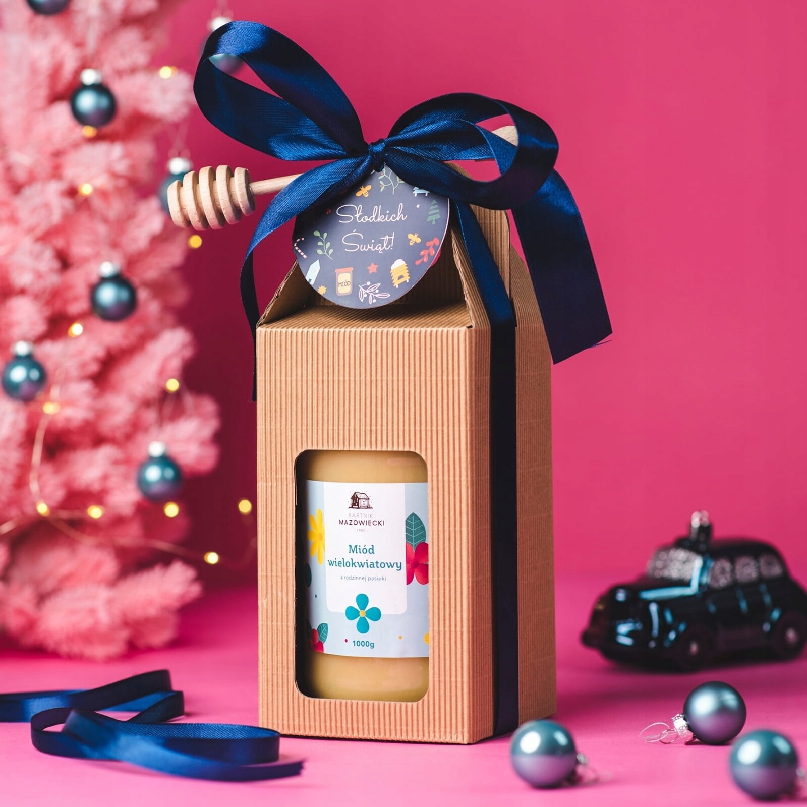 Vánoční dárková sada s medem 1000 g Bartnik Mazowiecki