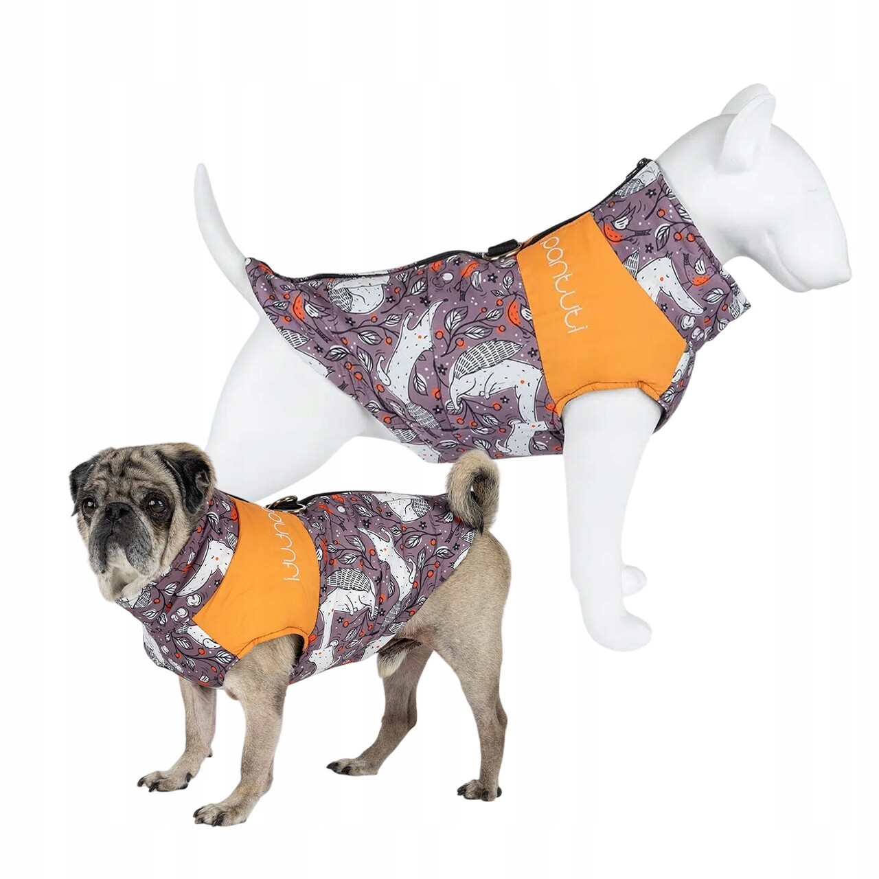 Bunda pro psa se zapínáním na zádech s liškami Zipper Joni 3XL