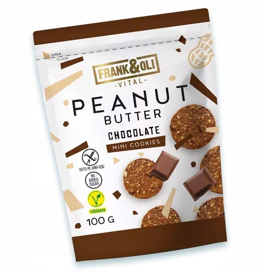 Sušenky s arašídovou dužinou a čokoládou Frank & Oli, 100 g