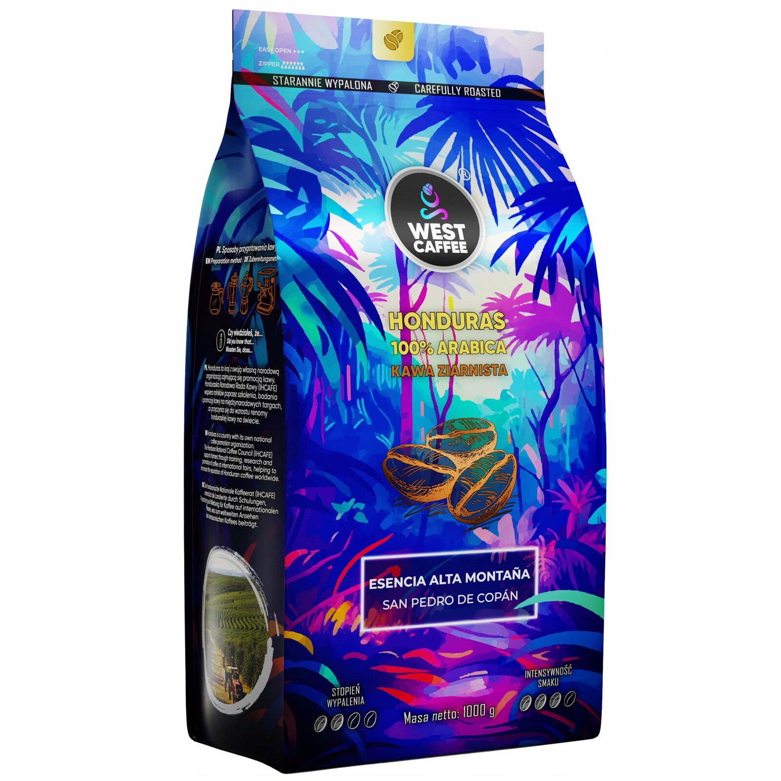 Káva zrnková Honduras 1 kg Čerstvě pražená 100% Arabica Esencia Alta Montana