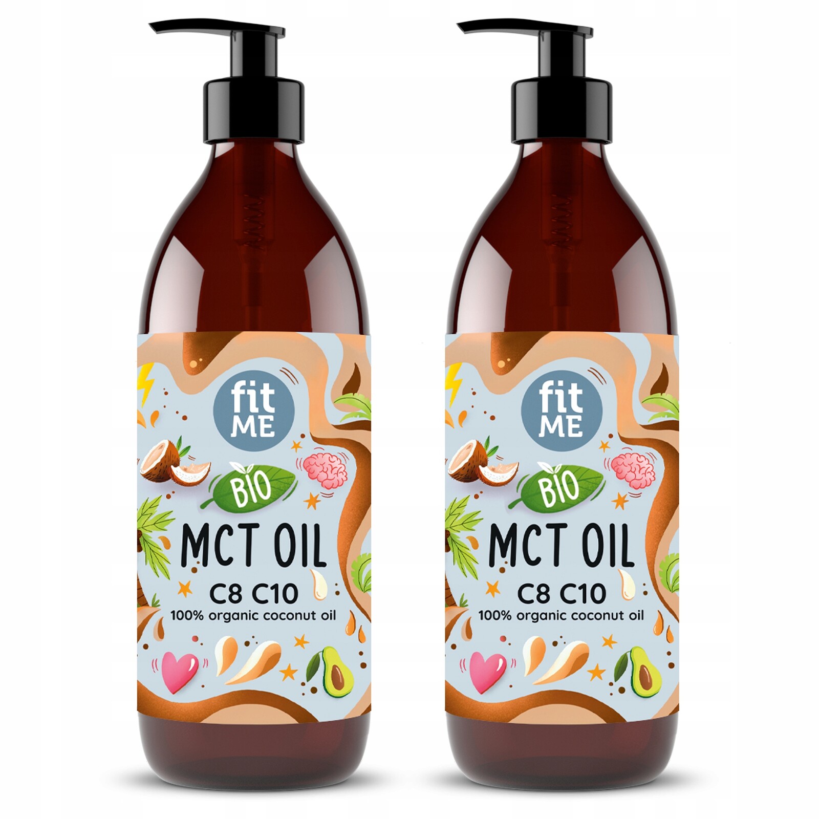 Mct Bio kokosový olej 2 x 500 ml 100 % kokosový Coconut keto C8 C10 Dieta