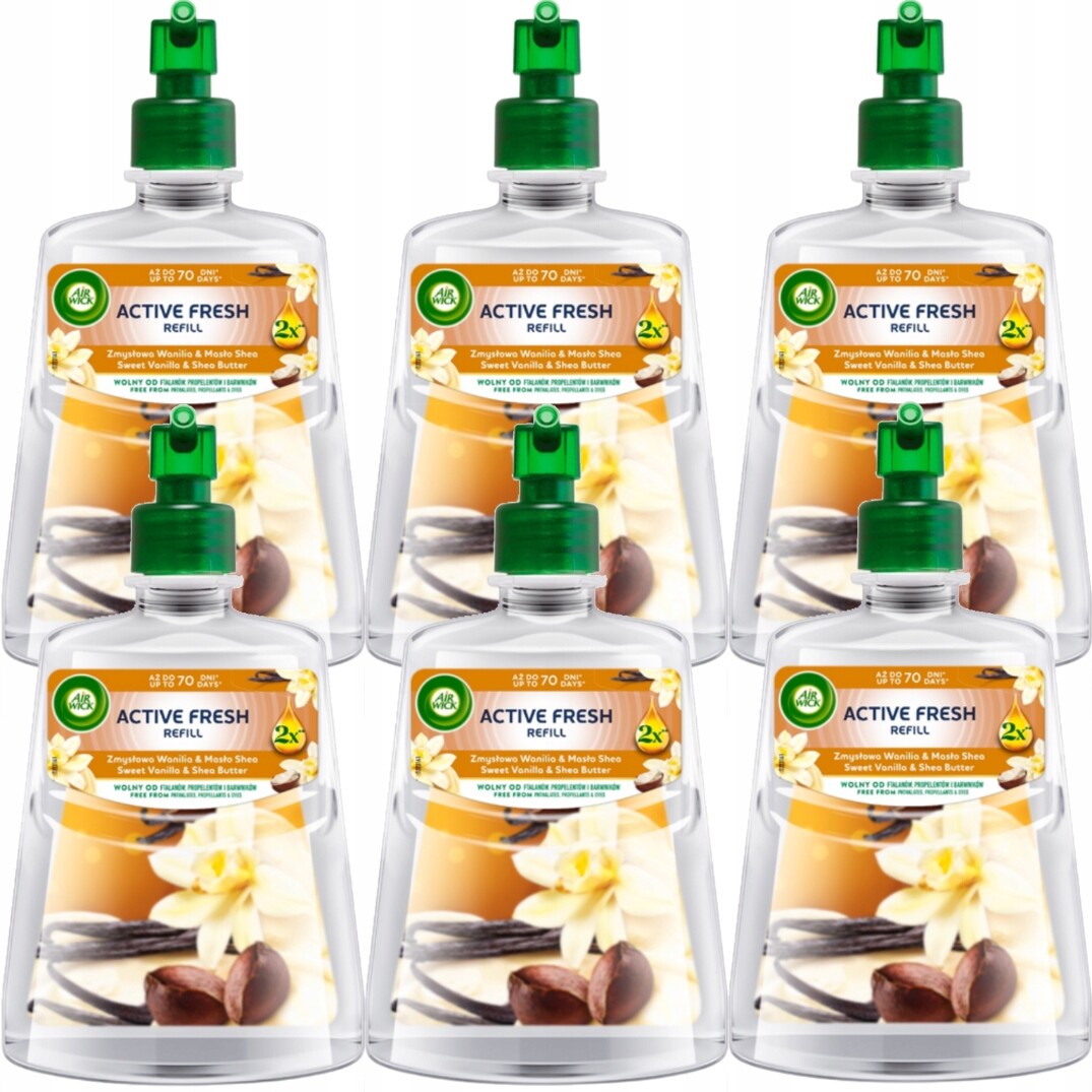 Air Wick Active Fresh refill Smyslná Vanilka & Bambucké máslo 228 ml x6