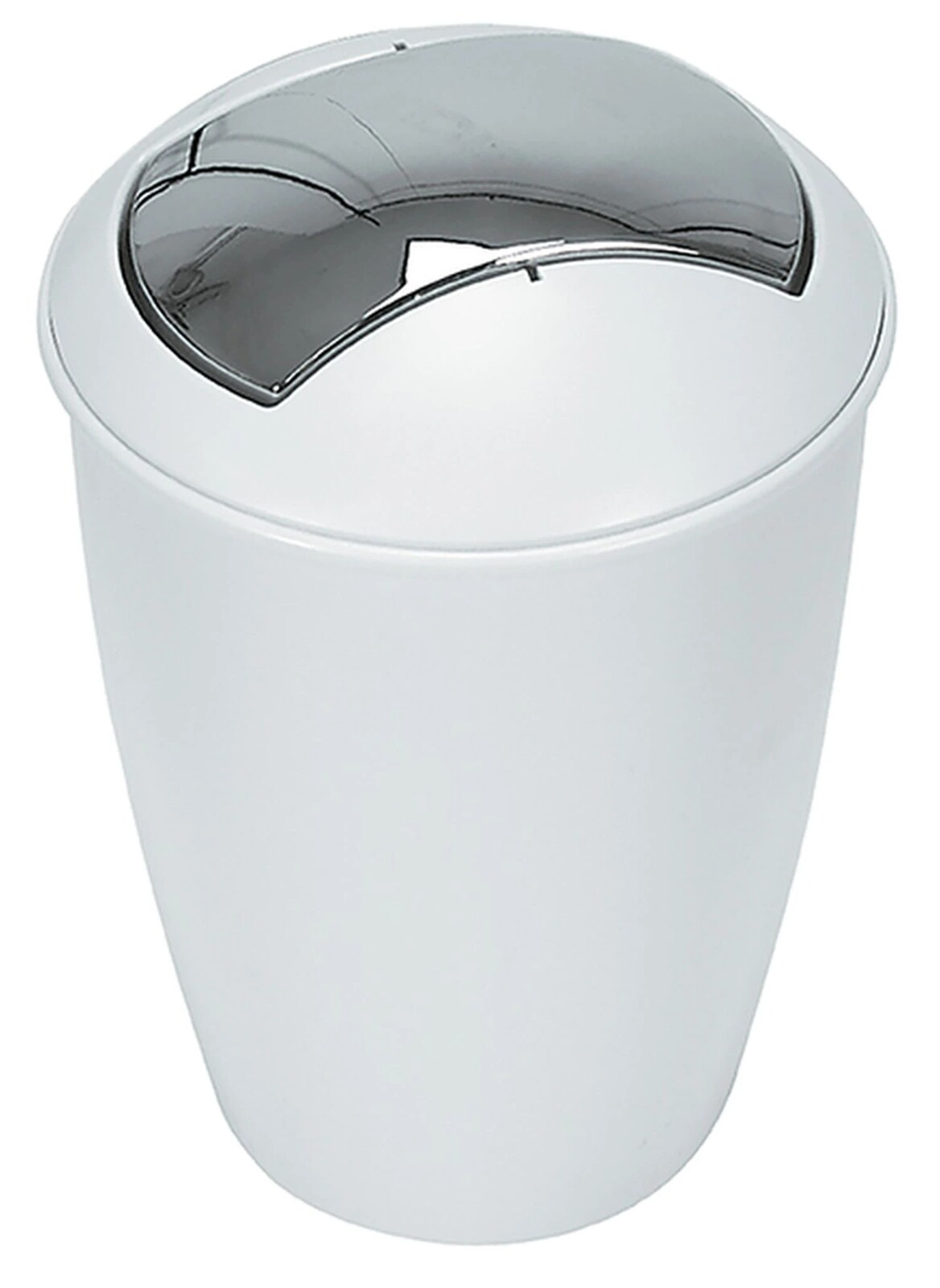Spirella výklopný odpadkový koš, Atlanta, bílý plast, stříbrné víko, 5 L