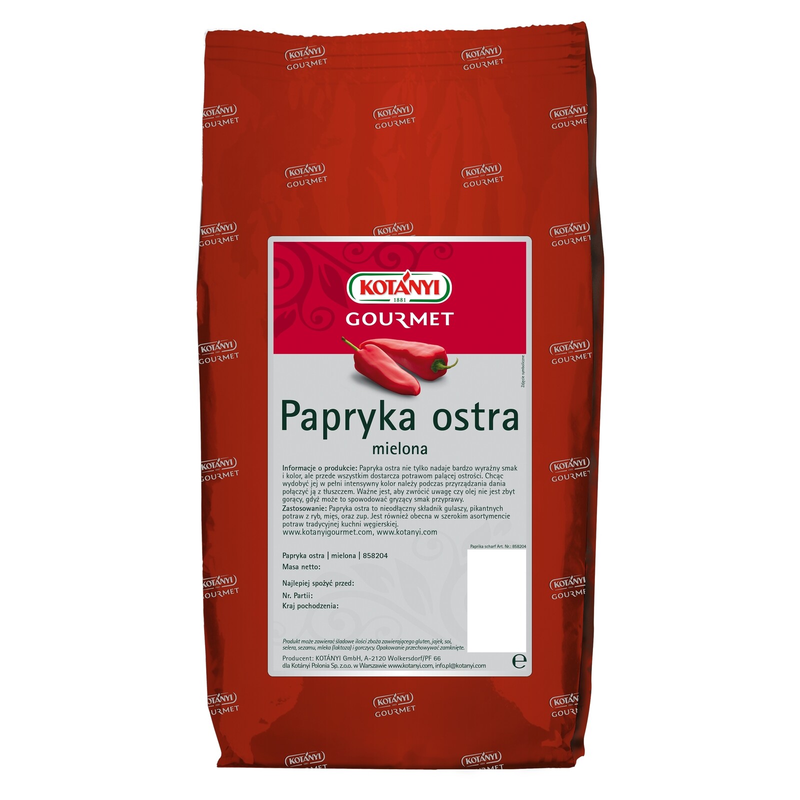 Kotanyi Paprika červená pálivá 800 g
