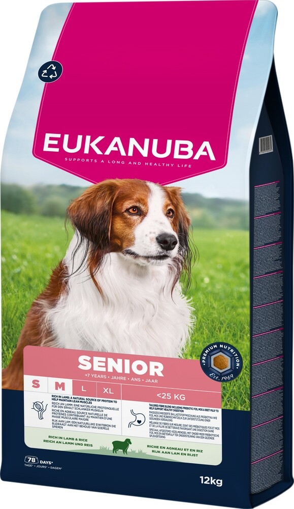 Eukanuba Premium Nutrition Senior Small & Medium Breed Lamb & Rice - výhodné balení: 2 x 12 kg