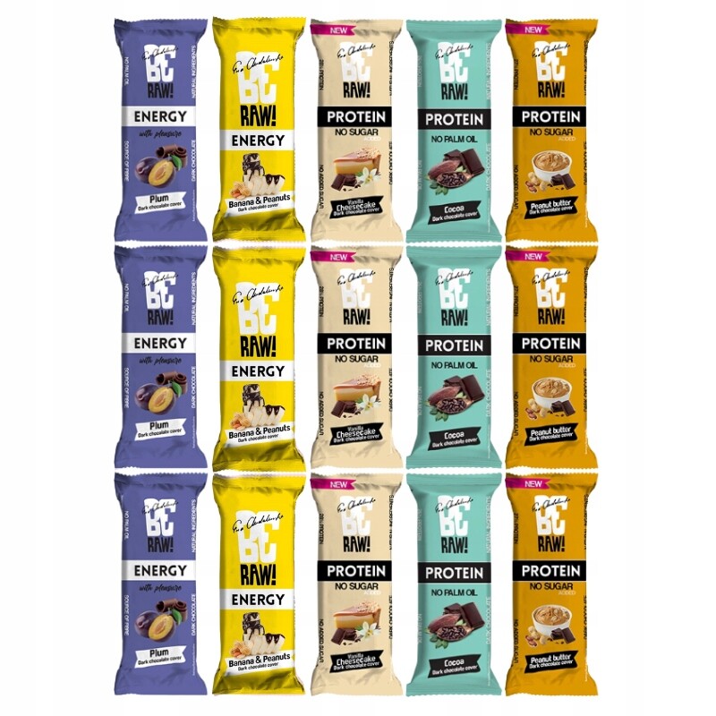 BeRAW Energetická Proteinová tyčinka mix chutí jednoduché ingredience, 15x40g