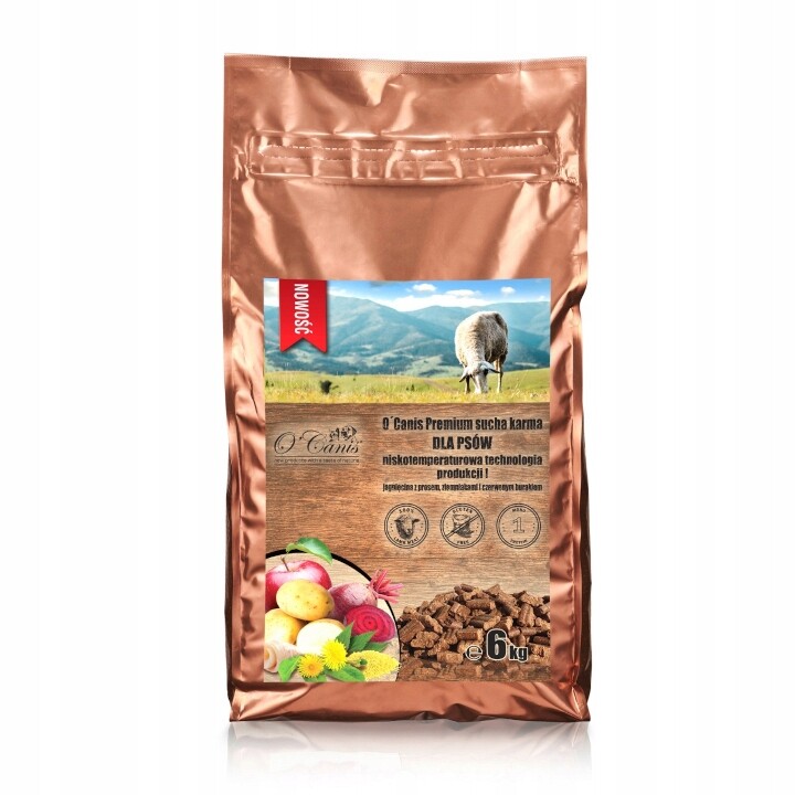 Suché krmivo pro psy O'Canis Premium s jehněčím masem, prosem a bramborami 6 kg