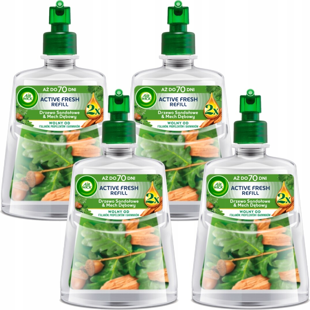 Air Wick Active Fresh refill Sandálové dřevo & dubový mech 228 ml x4