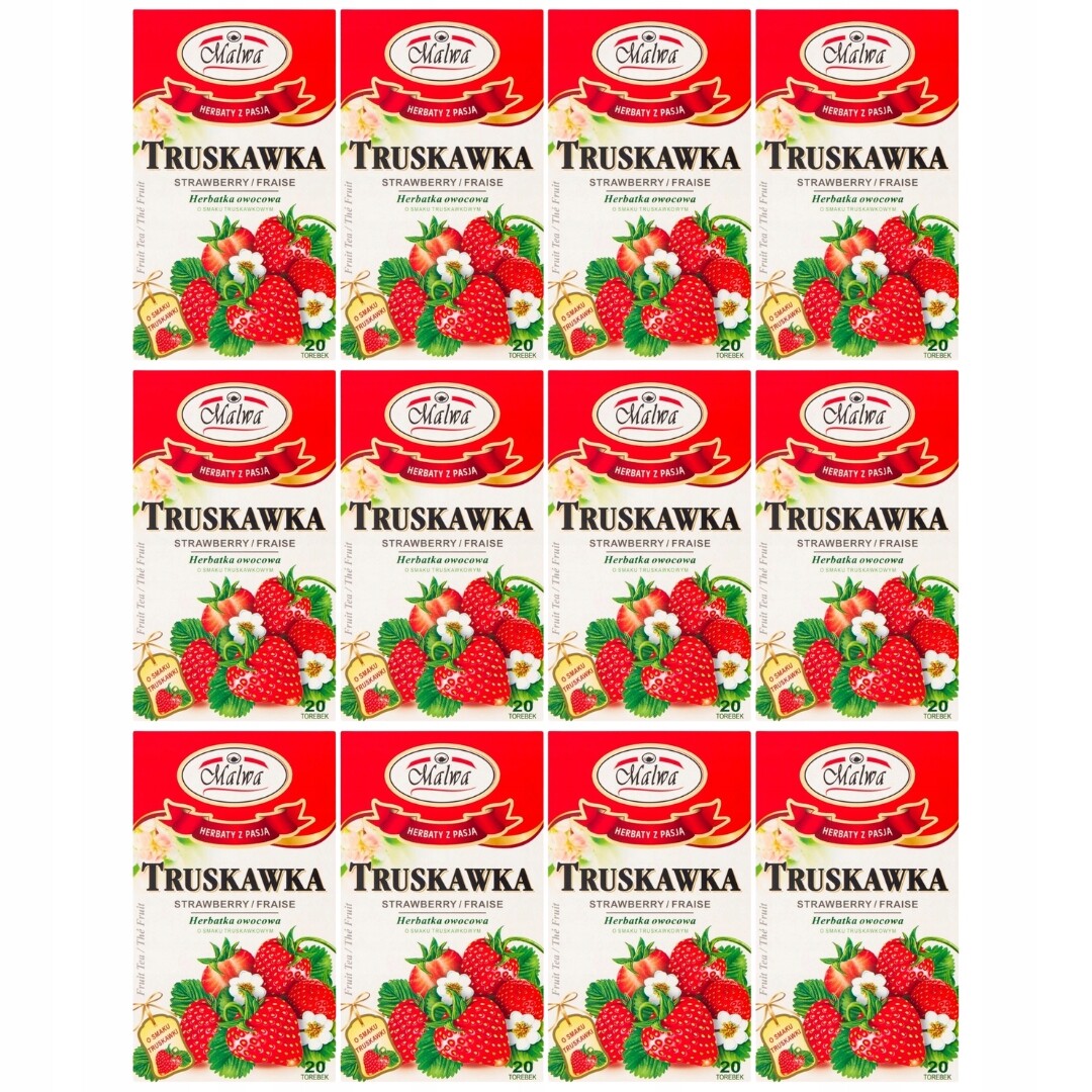 Malwa Ovocný čaj s jahodovou příchutí 40 g (20 x 2 g) x 12 kusů