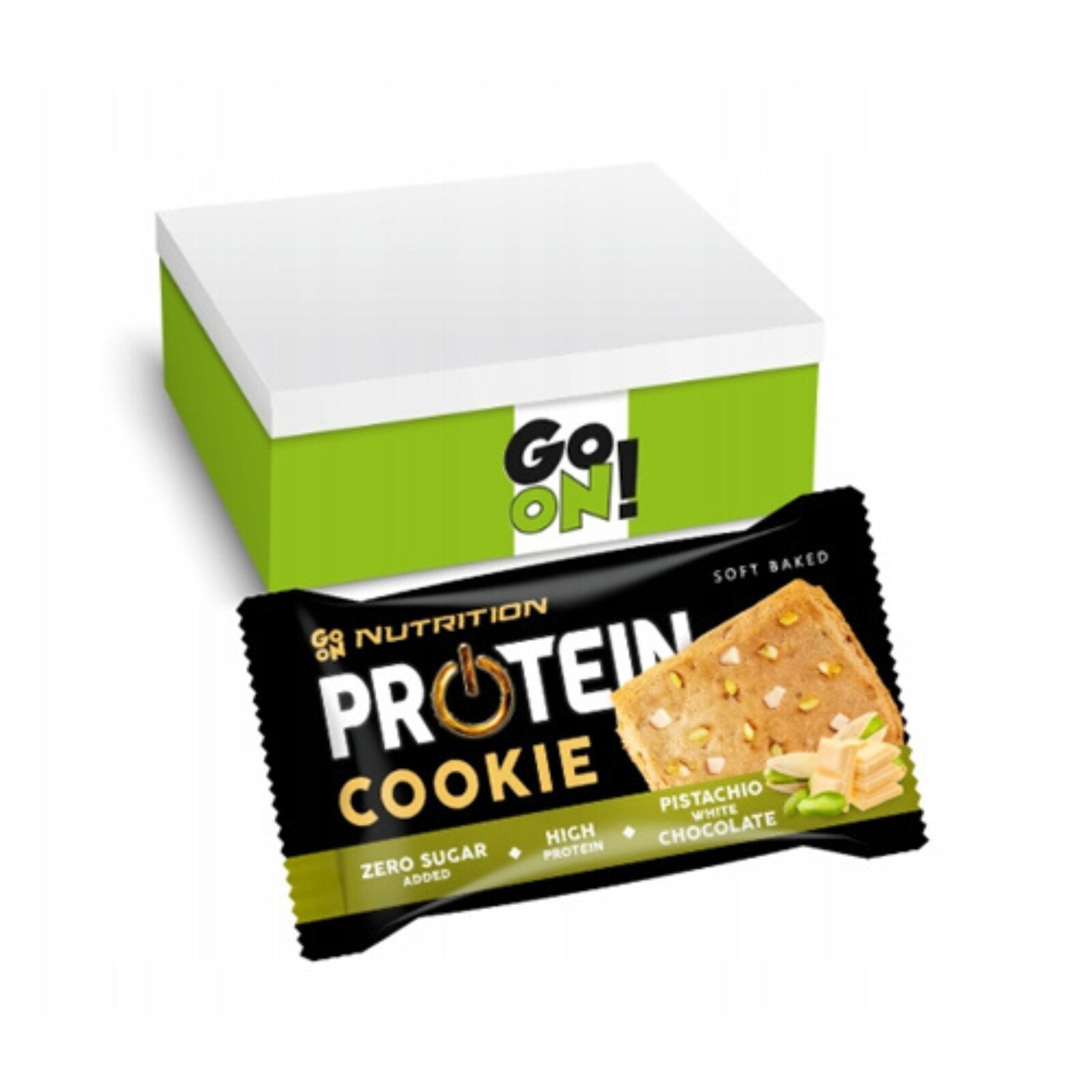 Protein Cookie Proteinové sušenky 18x50g Pistácie Bílá Čokoláda Sante