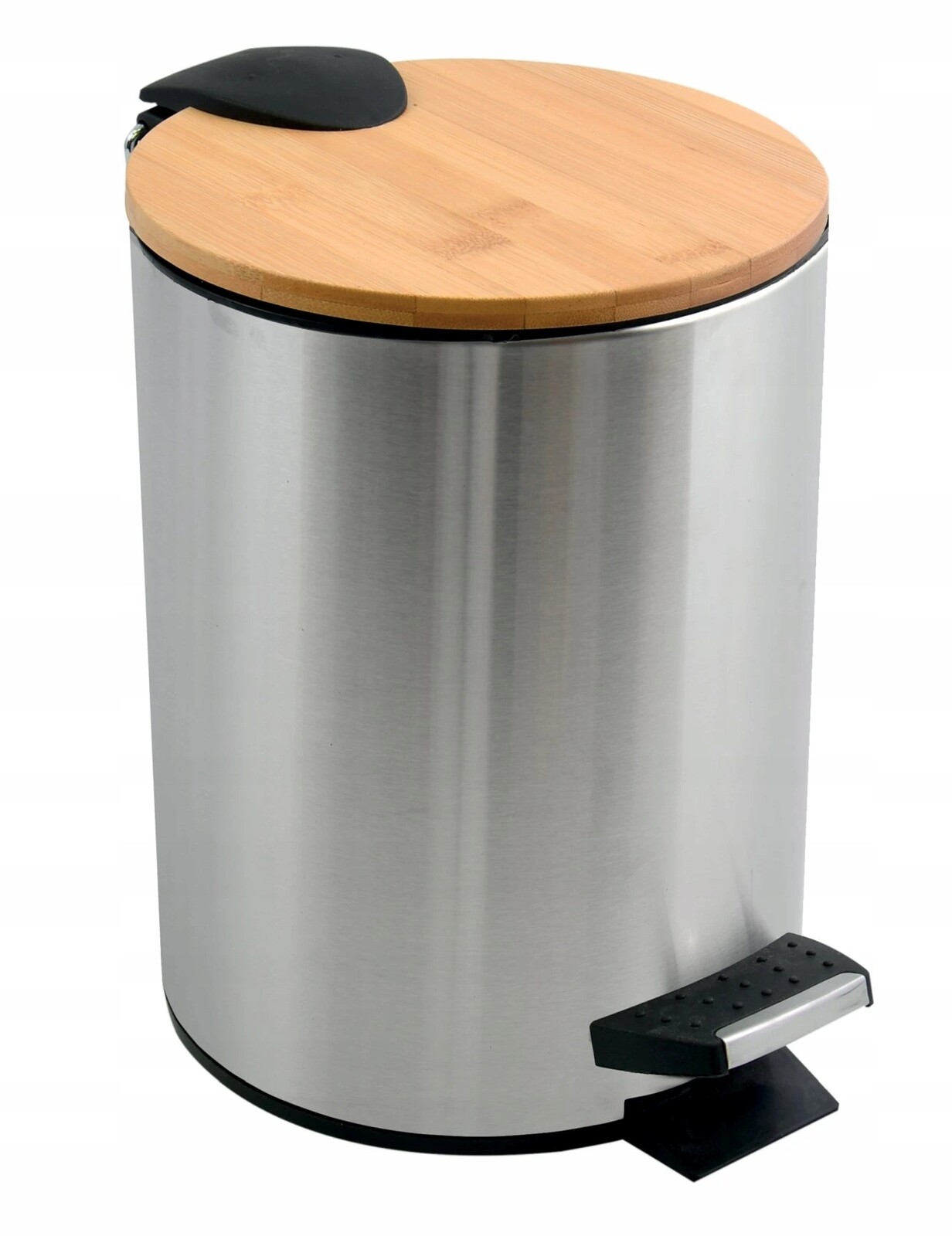 Spirella pedálový odpadkový koš Adonis, kartáčovaná ocel, bambusové víko, 5