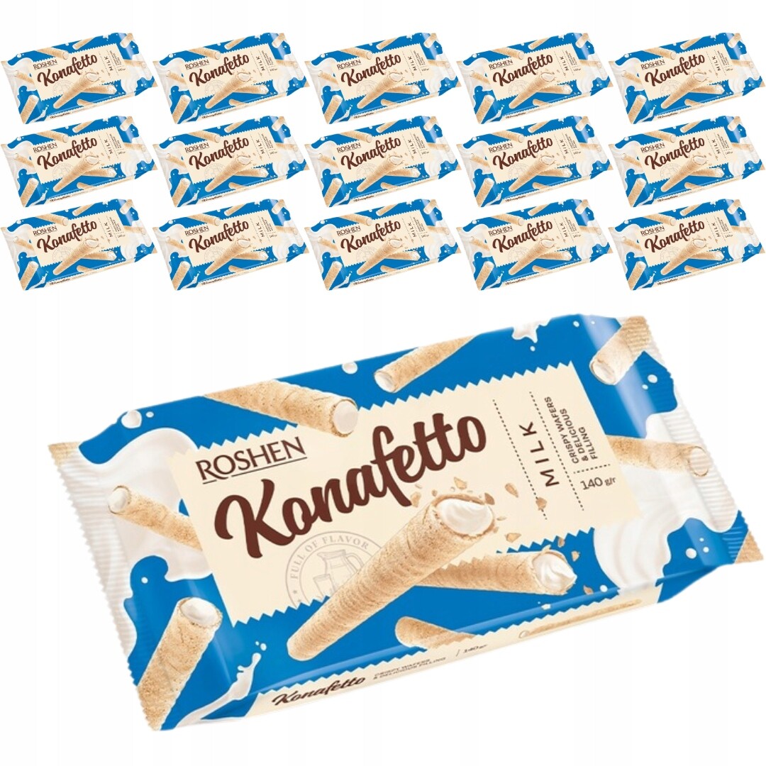 Roshen Konafetto vaflové trubičky s mléčnou náplní 140 g x 15 kusů