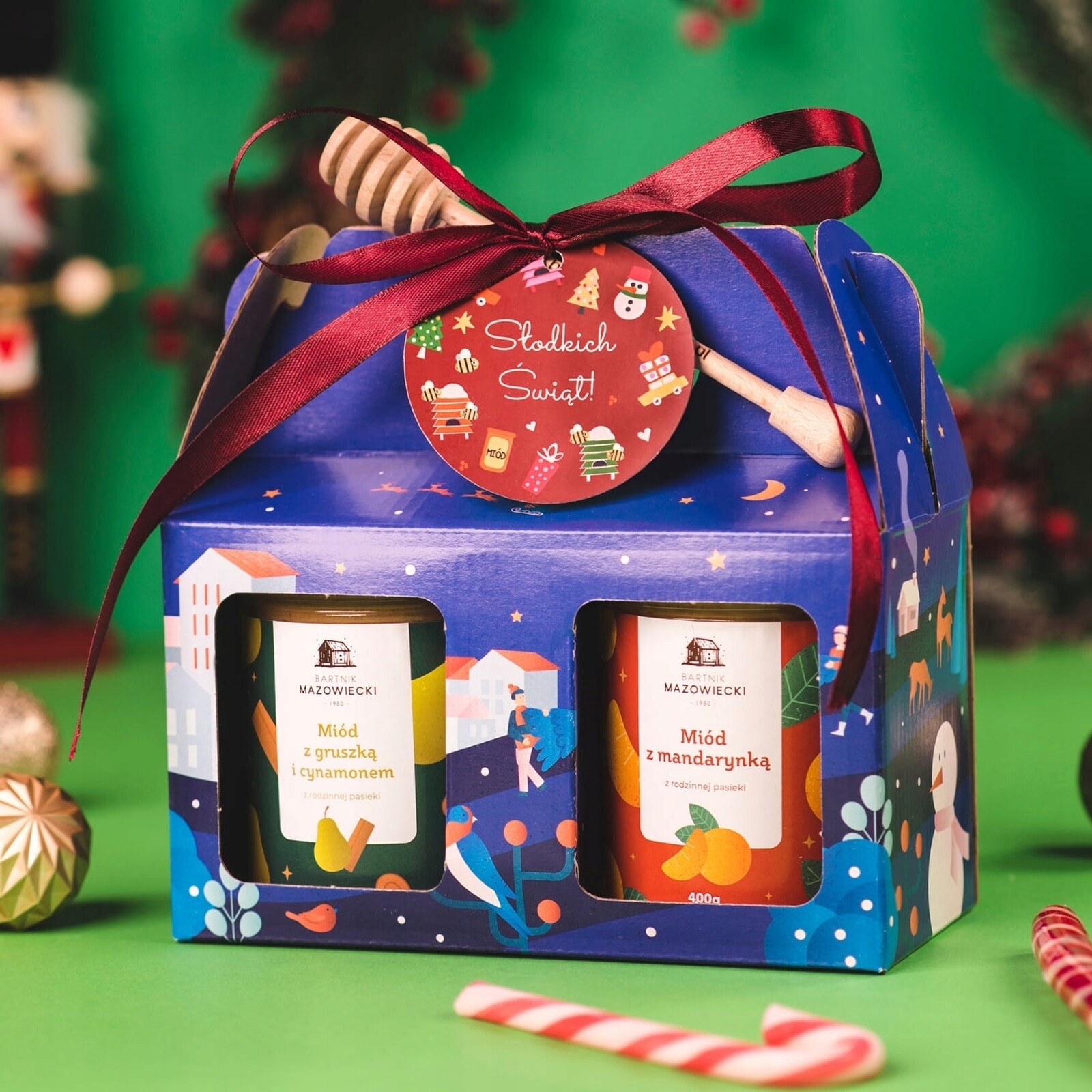 Vánoční sada se dvěma medy v modré krabičce Bartnik Mazowiecki