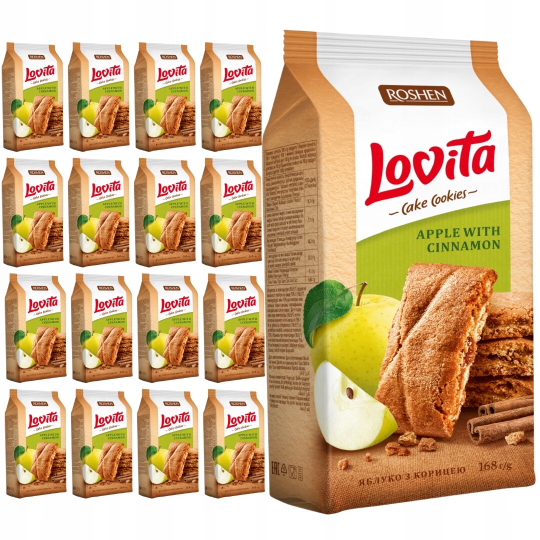 Roshen Lovita Cake Cookies sušenky s jablky a skořicí 168 g x 16 kusů