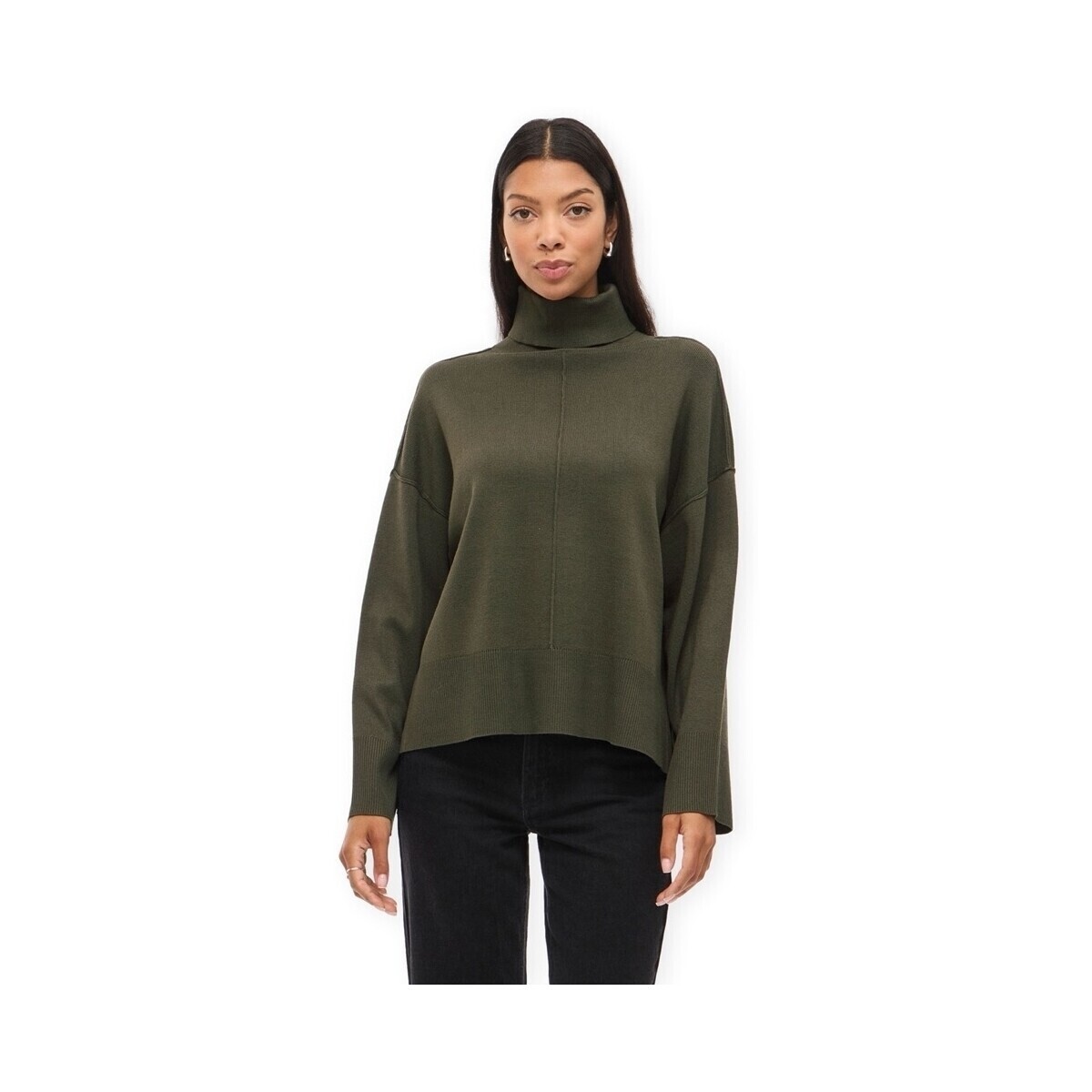 Vila  Noos Ostria Rollneck Knit - Deep Depth  Zelená