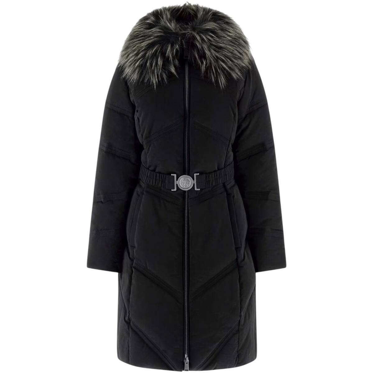 Guess  ALIENOR LONG BELTED PUFFER W5BL33 WG092  Černá
