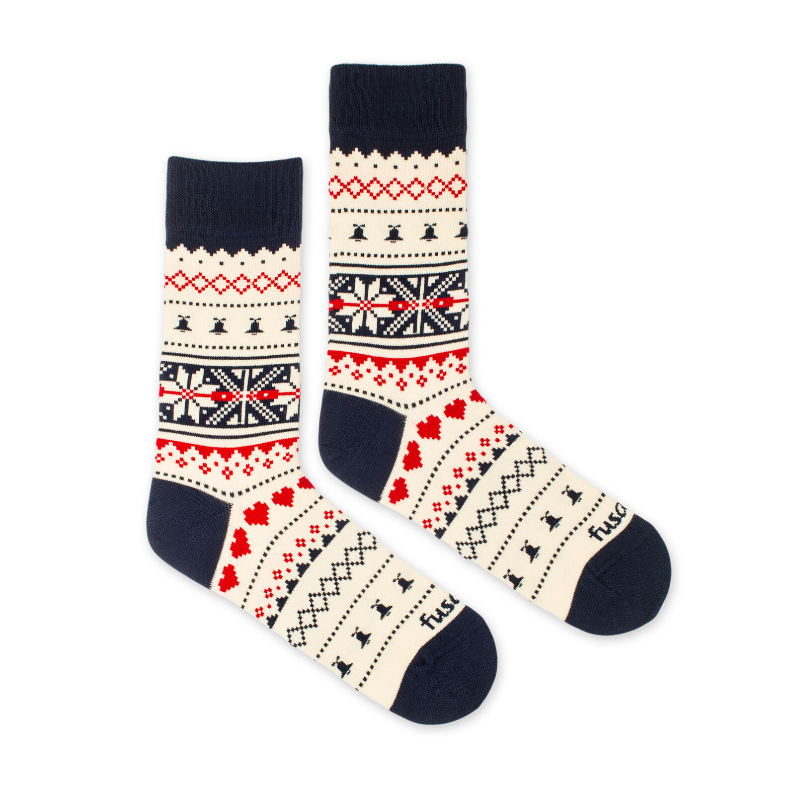 Ponožky Vánoční výšivka bílé