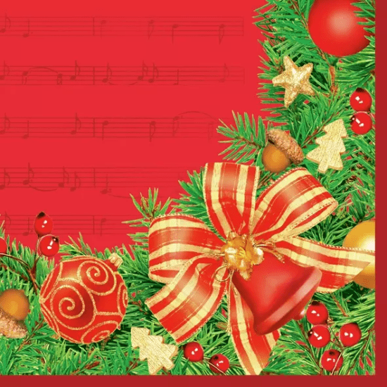 POL-MAK Vánoční ubrousky Daisy L - Christmas Wreath Red - SD_GW_001201