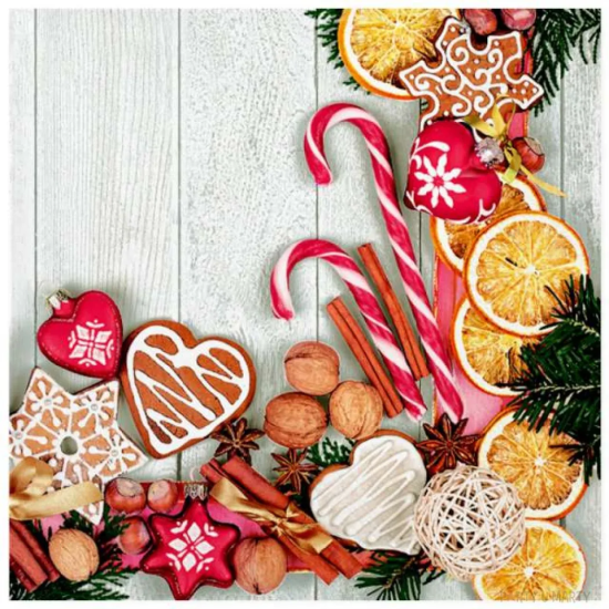 POL-MAK Vánoční ubrousky Daisy L - Tasty Christmas Arrangement - SD_GW_009701