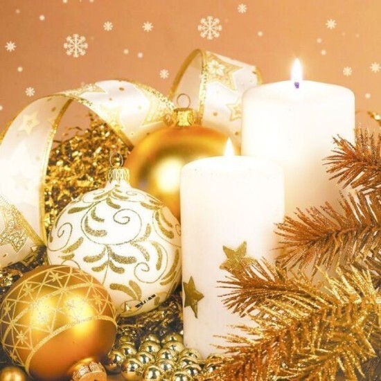 POL-MAK Vánoční ubrousky Daisy L - Xmas Arrangement in Gold - SD_GW_011901