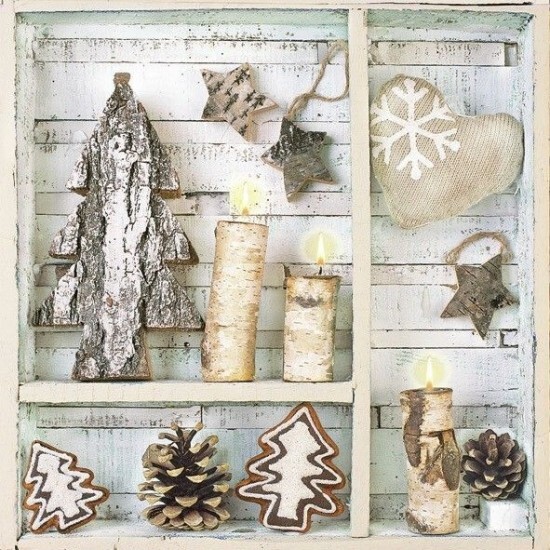 POL-MAK Vánoční ubrousky Daisy L - Natural Eco Winter Decorations - SD_GW_014701