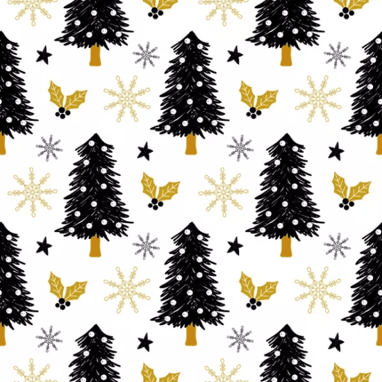 POL-MAK Vánoční ubrousky Daisy L - Black Graphic Xmas Trees - SD_GW_021801
