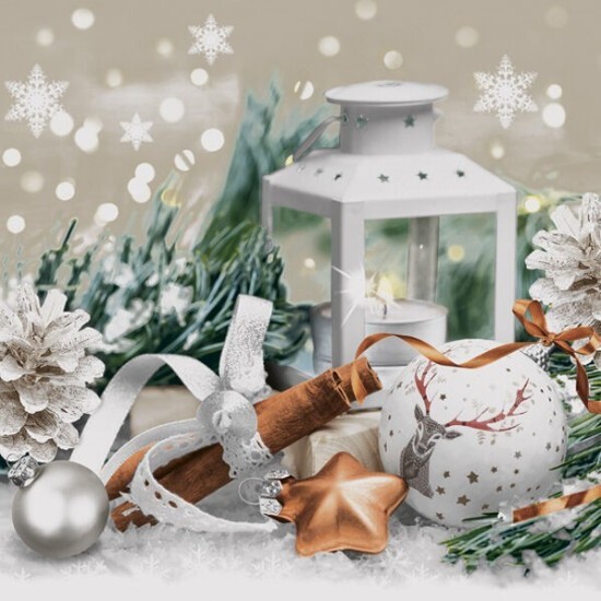 POL-MAK Vánoční ubrousky Daisy L - Lantern with Cinnamon Sticks - SD_GW_023701