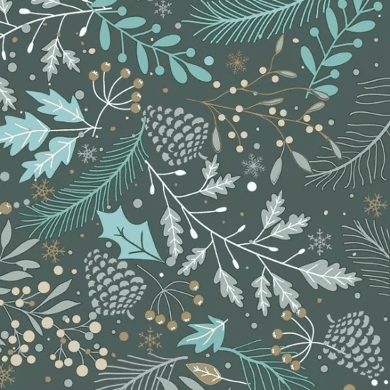 POL-MAK Vánoční ubrousky Daisy L - Green Winter Pattern - SD_GW_024901