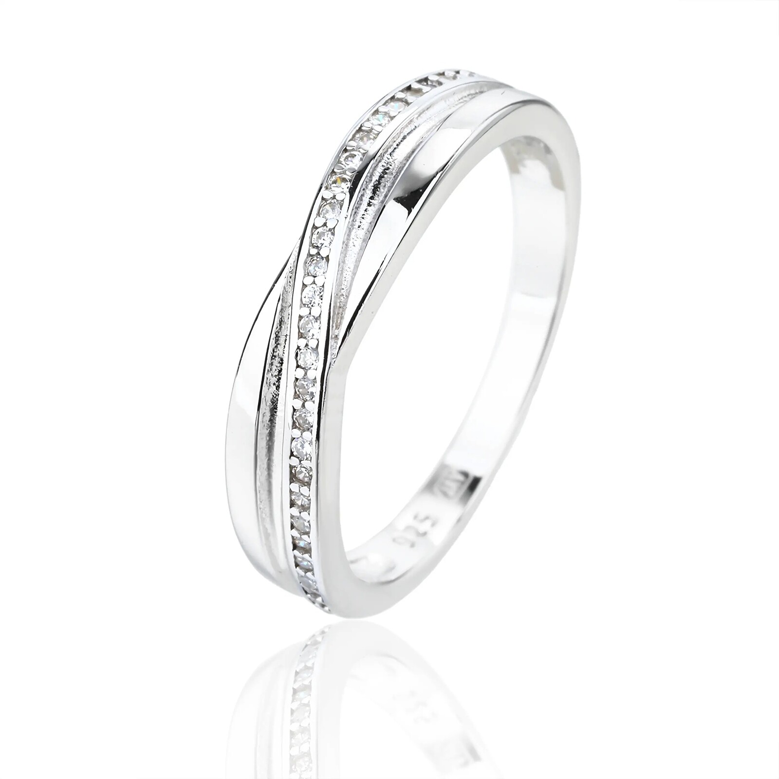 JVD Precizní stříbrný prsten se zirkony SVLR1299XJ6B 52 mm