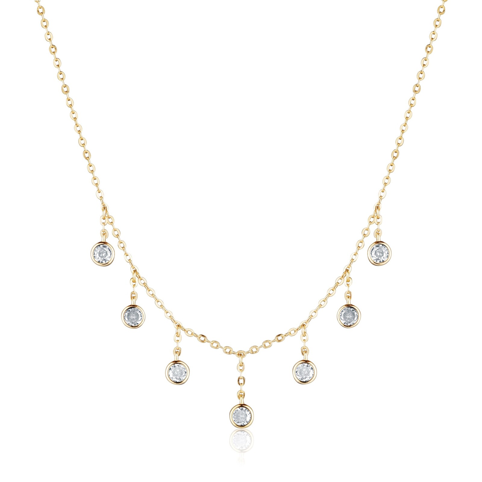 JVD Luxusní pozlacený náhrdelník se zirkony SVLN0552XK5GO45