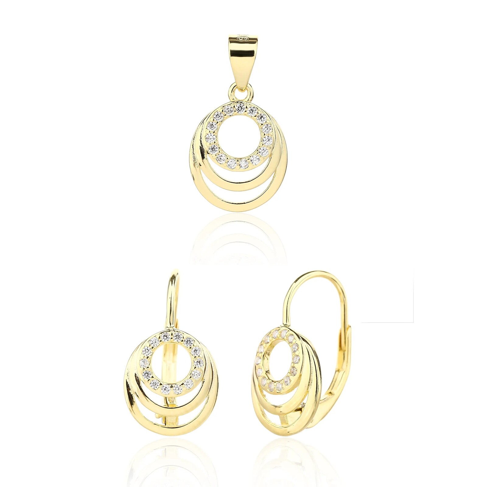 JVD Pozlacená sada šperků se zirkony SVLS0120SJ6GO00 (přívěsek, náušnice)