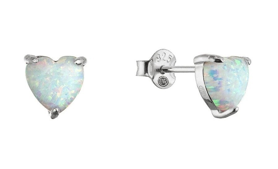 Evolution Group - Pavona Stříbrné náušnice se syntetickými opály Srdíčka 11691.1