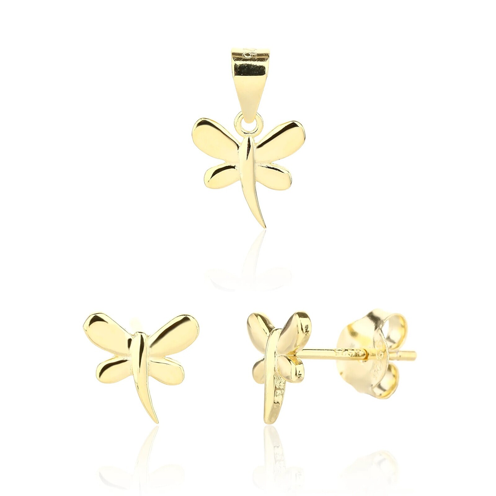 JVD Hravá pozlacená sada šperků Vážky SVLS0123SJ6GO00 (přívěsek, náušnice)