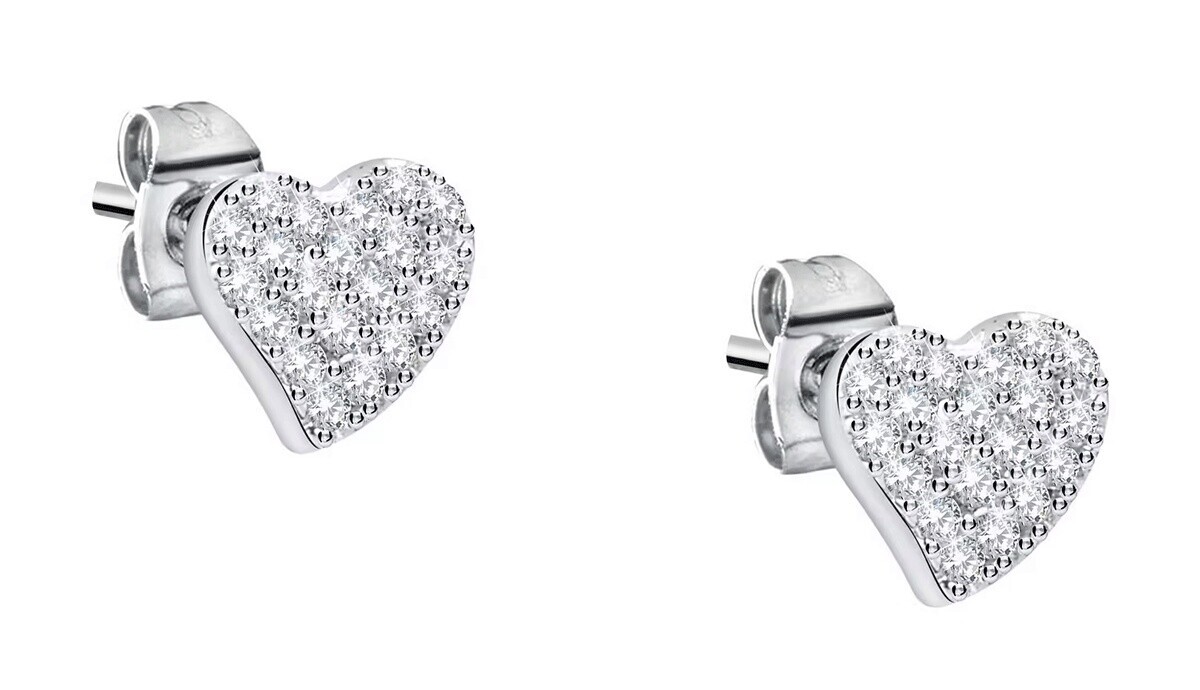 La Petite Story Ocelové náušnice Srdíčka s krystaly Silver LPS01AYQ126